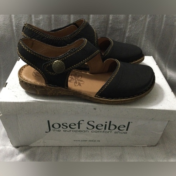 Josef Seibel Rosalie 27 Black Leather Shoe EU37 US 6 to 6.5 - Picture 1 of 10